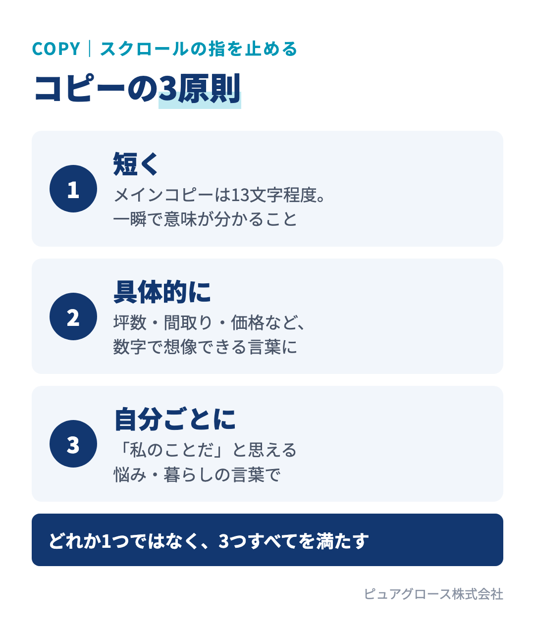 指を止めるコピーの3原則：短く・具体的に・自分ごとに